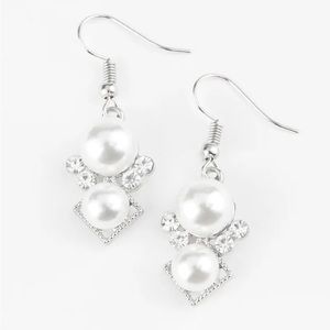 Mrs. Gatsby White Paparazzi Earrings